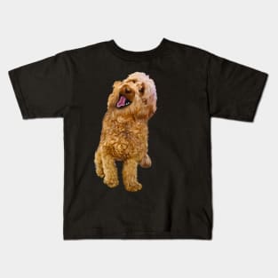 Cavapoo kisses ! Cute Cavapoo Cavoodle puppy dog with open mouth and tongue out - cavalier king charles spaniel poodle, puppy love Kids T-Shirt